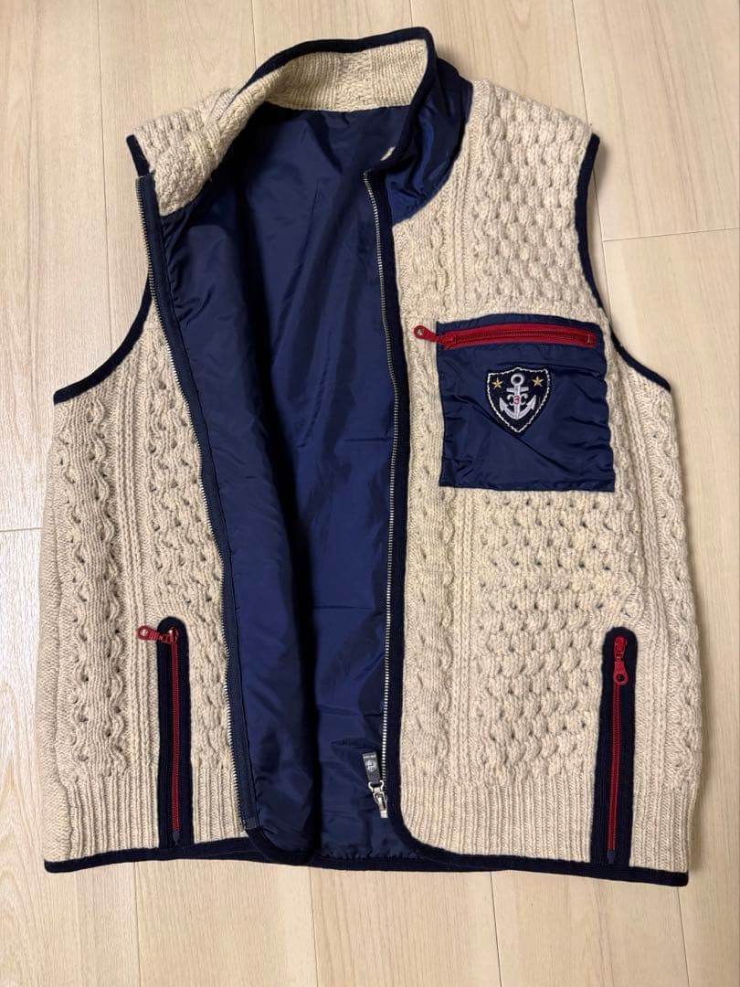 シナコバ LUPO DI MARE ニット切替ジップベスト LLサイズ 美品