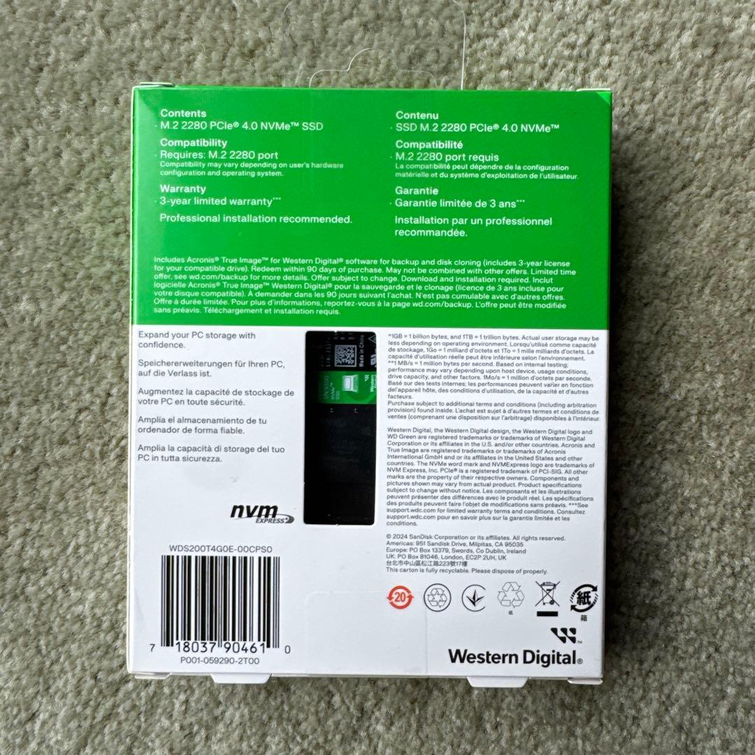 新品 WD Green SN3000 2TB NVMe SSD