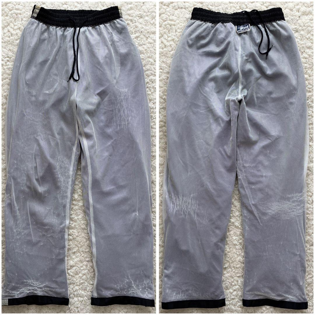 90s USA製 OLD STUSSY サイドラインナイロンパンツ ML黒80s
