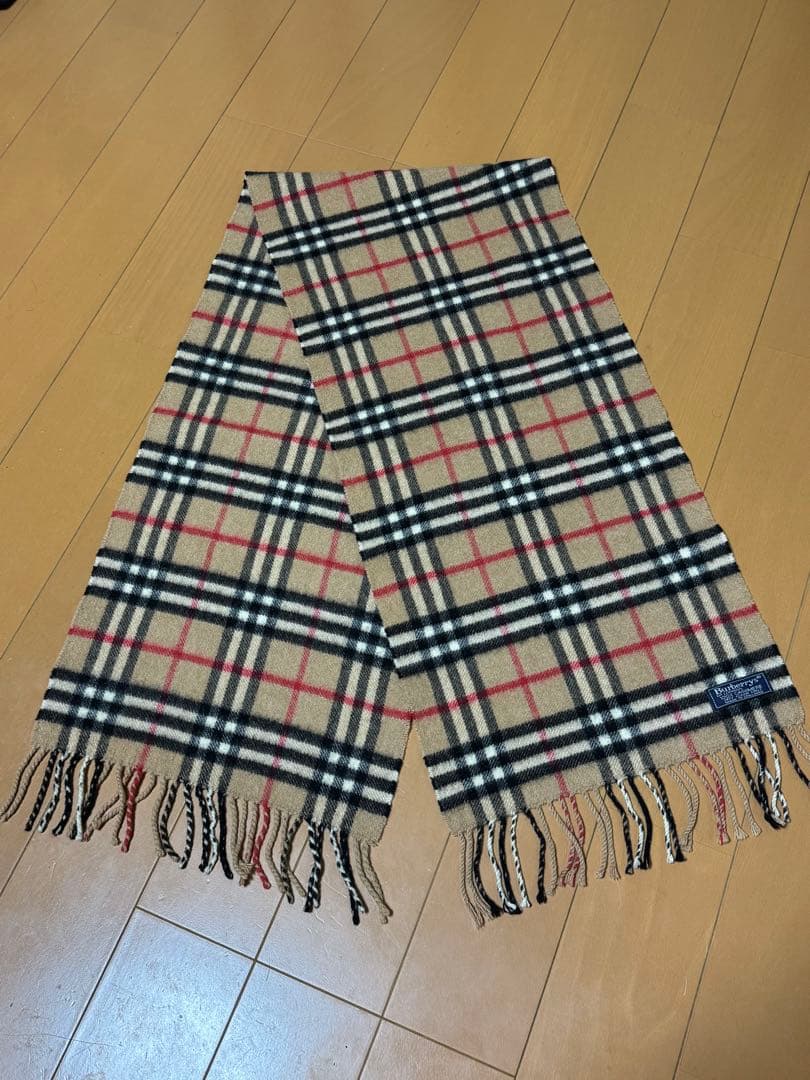 バーバリー マフラー 英国製 ノバチェック ベージュ 90年代 美品 カシミヤ