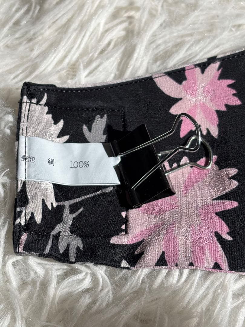 HANAE MORI 花柄ワンピース シルク100% 黒 M相当 ベルト付
