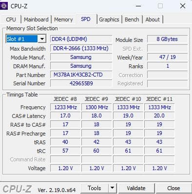 【動確済み】DDR4メモリ 16GB (8GB×2枚) 2666MHz ①