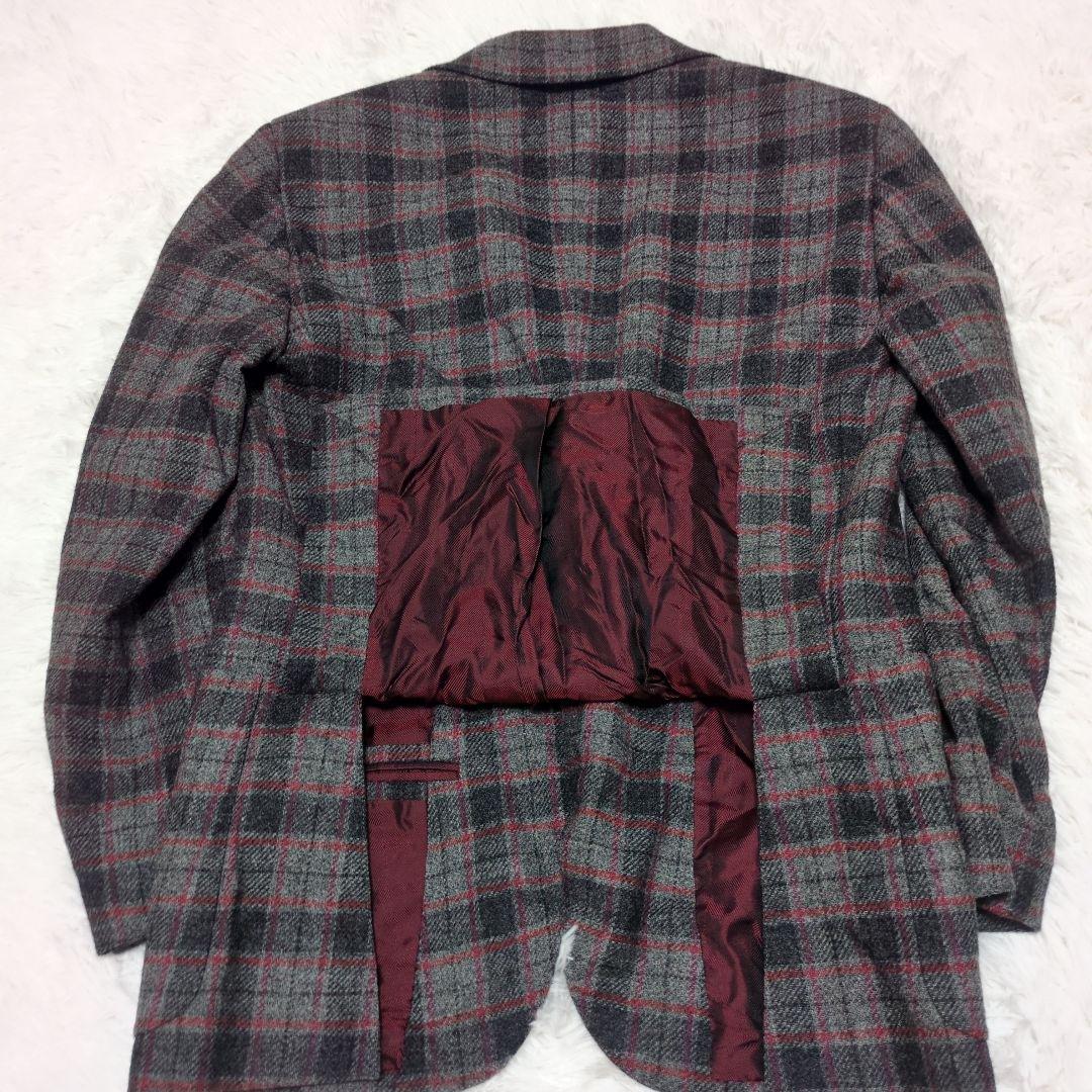 銀ボタン　カシミヤ混　Belvest　テーラードジャケット　44 チェック