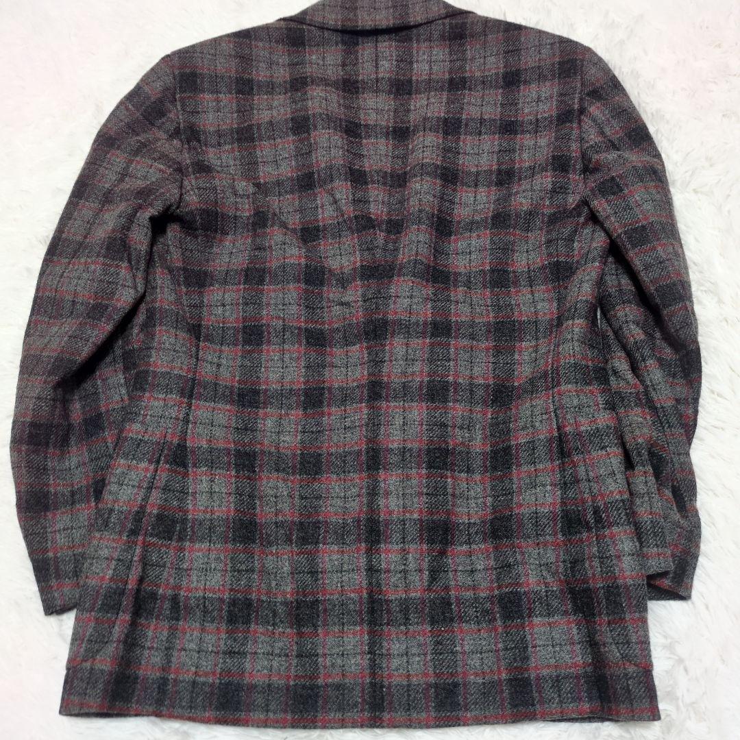 銀ボタン　カシミヤ混　Belvest　テーラードジャケット　44 チェック