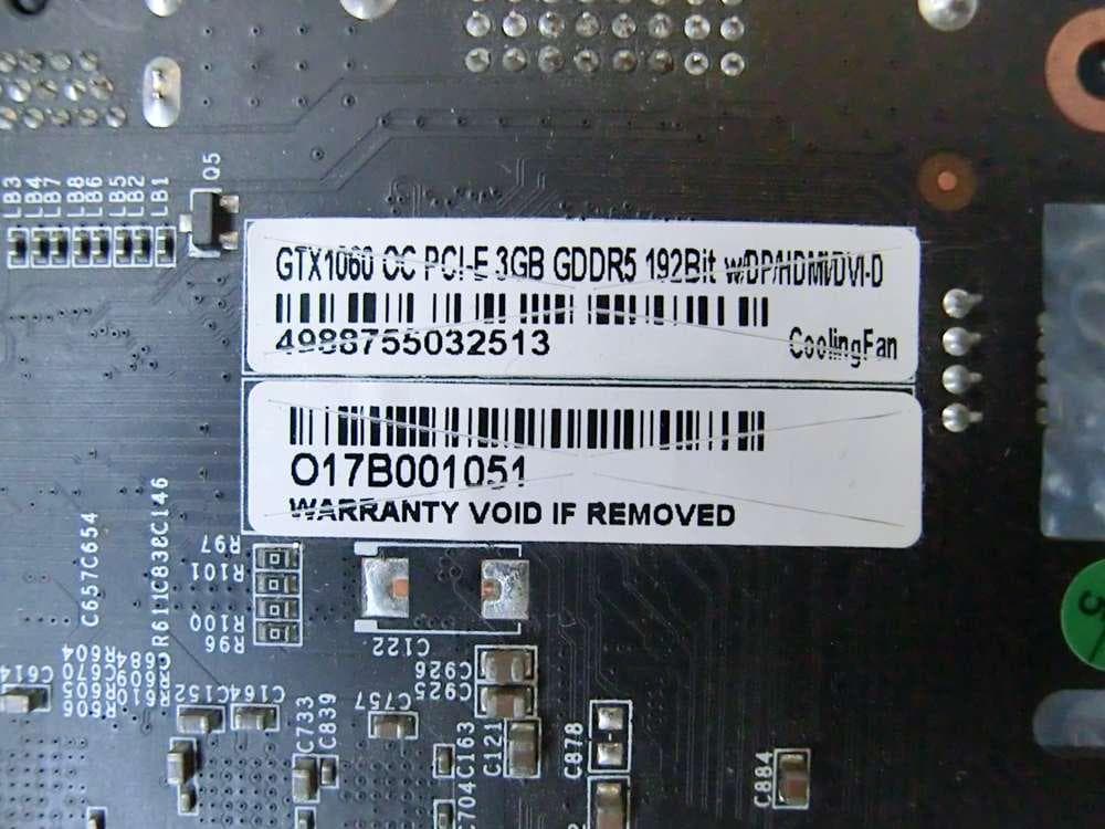 グラフィックボード 玄人志向 GTX 1060 3GB 中古動作品 348-3