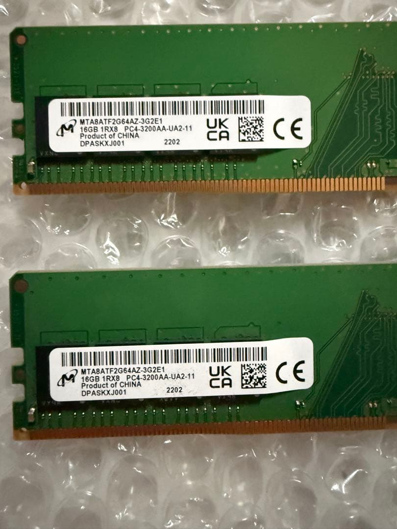DDR4 16GB×2枚セット　合計 32GB 3200AA 中古動作確認済