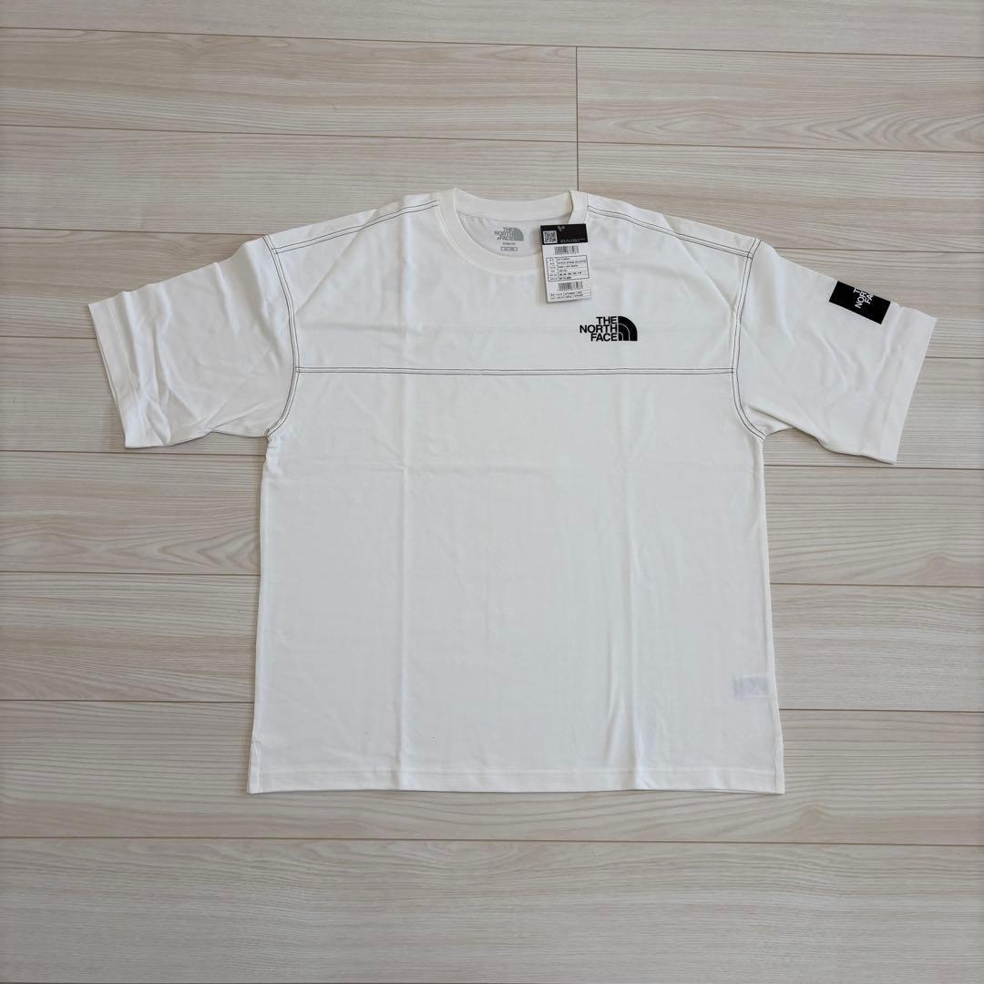 【韓国限定】男女兼用 ノースフェイス ロゴ ステッチ Tシャツ ホワイト　XL