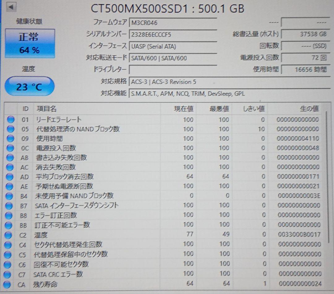 2個セット crucial MX500 500GB 2.5インチ SSD