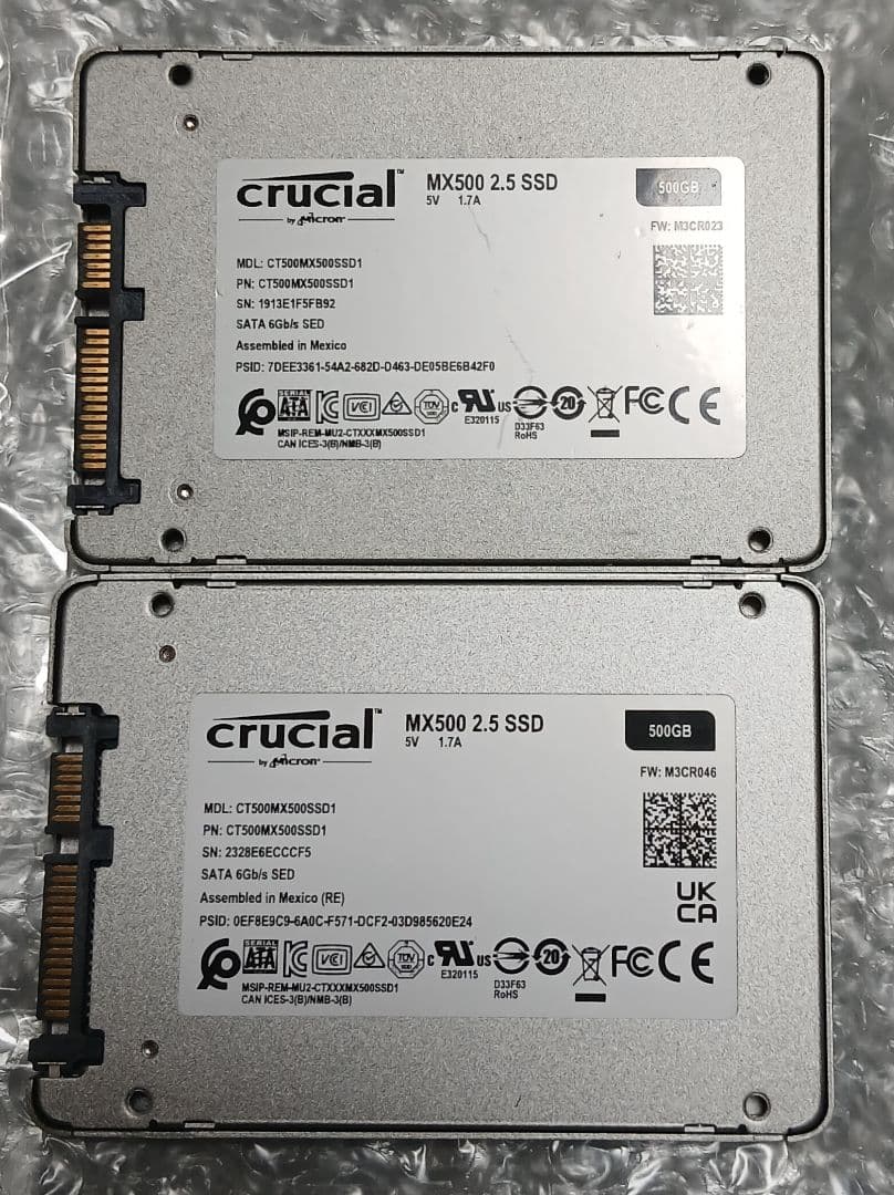 2個セット crucial MX500 500GB 2.5インチ SSD