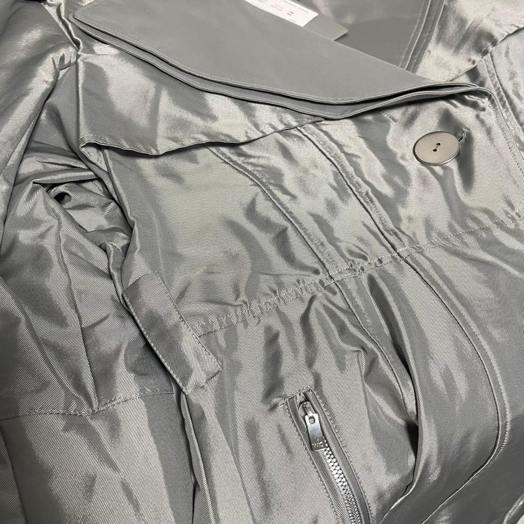 【ビギ　bw】【L】40 ロングコート　光沢　高級　タグ付　シルバー　美品