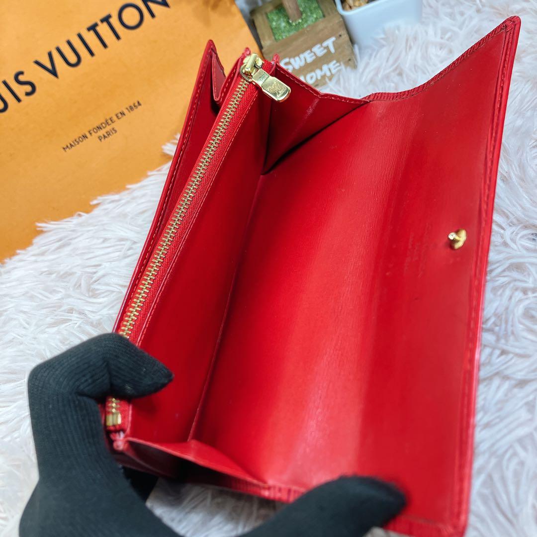 超美品 ルイヴィトン エピ ポシェット ポルトモネ クレディ 長財布 レッド