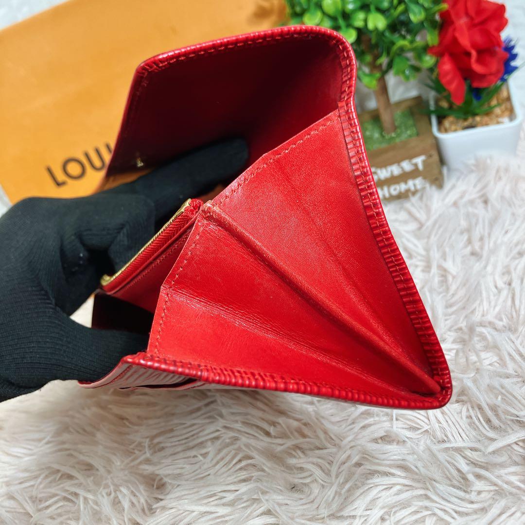 超美品 ルイヴィトン エピ ポシェット ポルトモネ クレディ 長財布 レッド