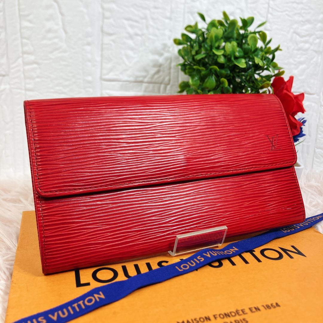 超美品 ルイヴィトン エピ ポシェット ポルトモネ クレディ 長財布 レッド