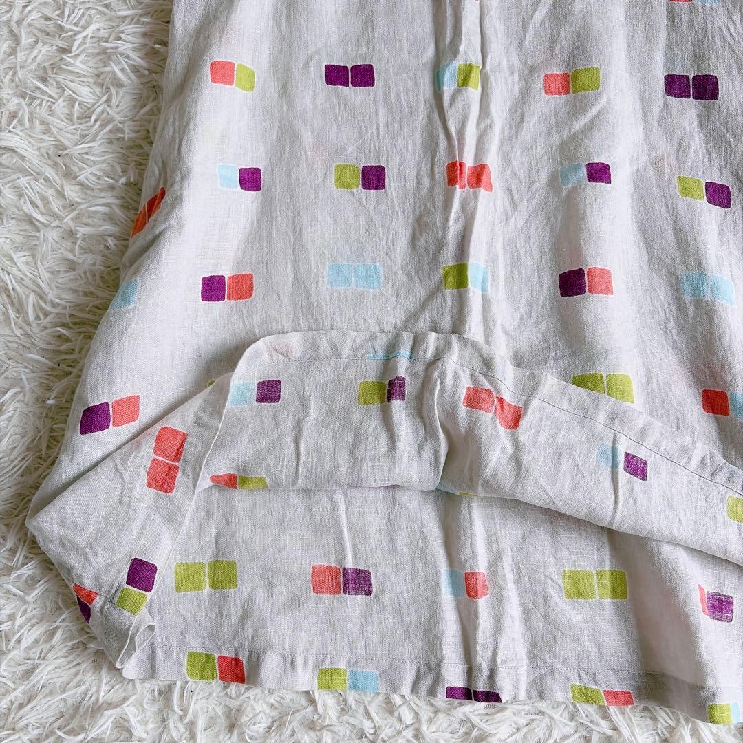 marimekko　マリメッコ　リネン100%　総柄ワンピース　膝丈　36サイズ