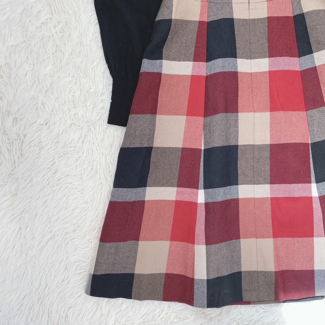 原宿限定✨美品 ブルーレーベルクレストブリッジ チェック柄 ワンピース 赤系
