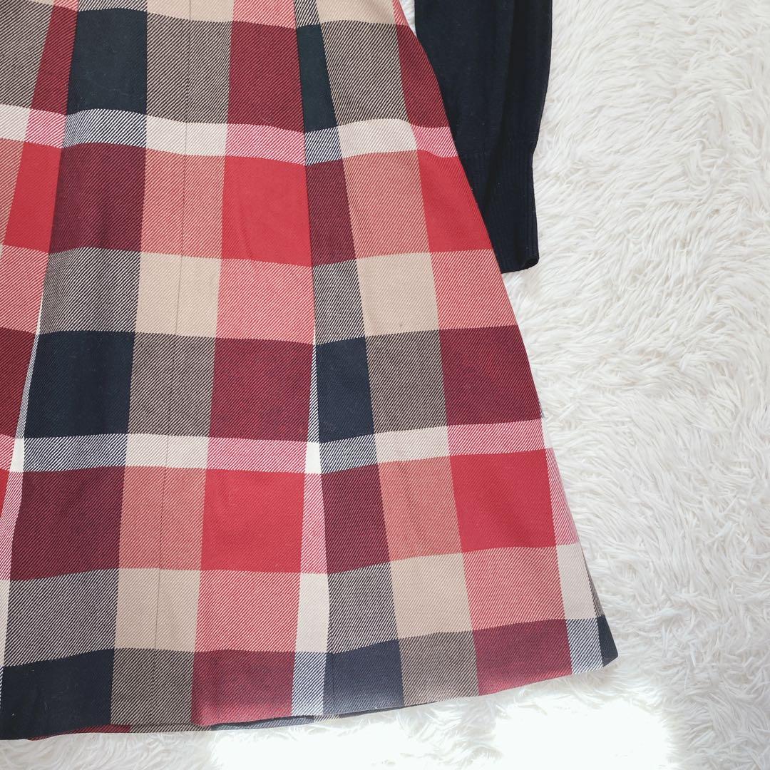 原宿限定✨美品 ブルーレーベルクレストブリッジ チェック柄 ワンピース 赤系