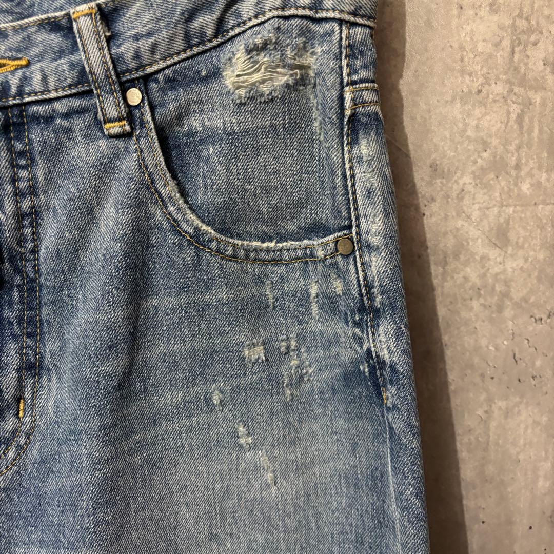 BLACK BY MOUSSY ブラックバイマウジー ワイドデニム ダメージ加工