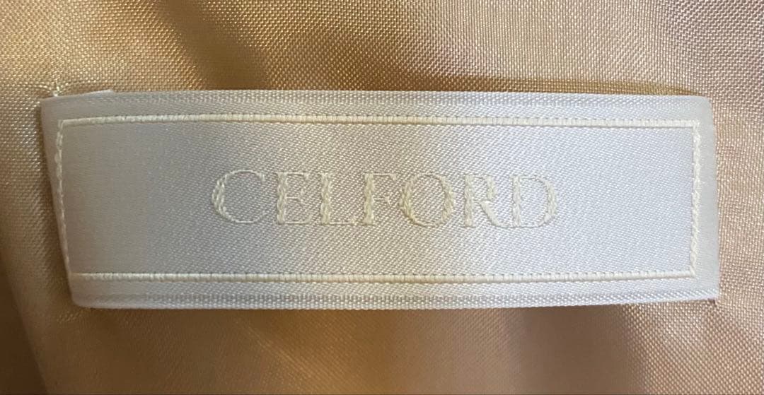 CELFORD セルフォード プリーツワンピース 長袖 ボウタイ ベージュ M