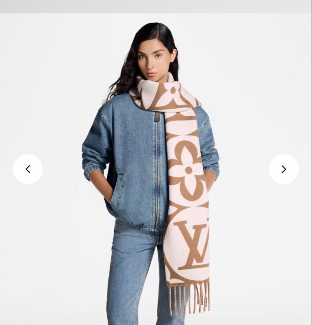 Louis Vuitton モノグラムマフラー ベージュ/ホワイト