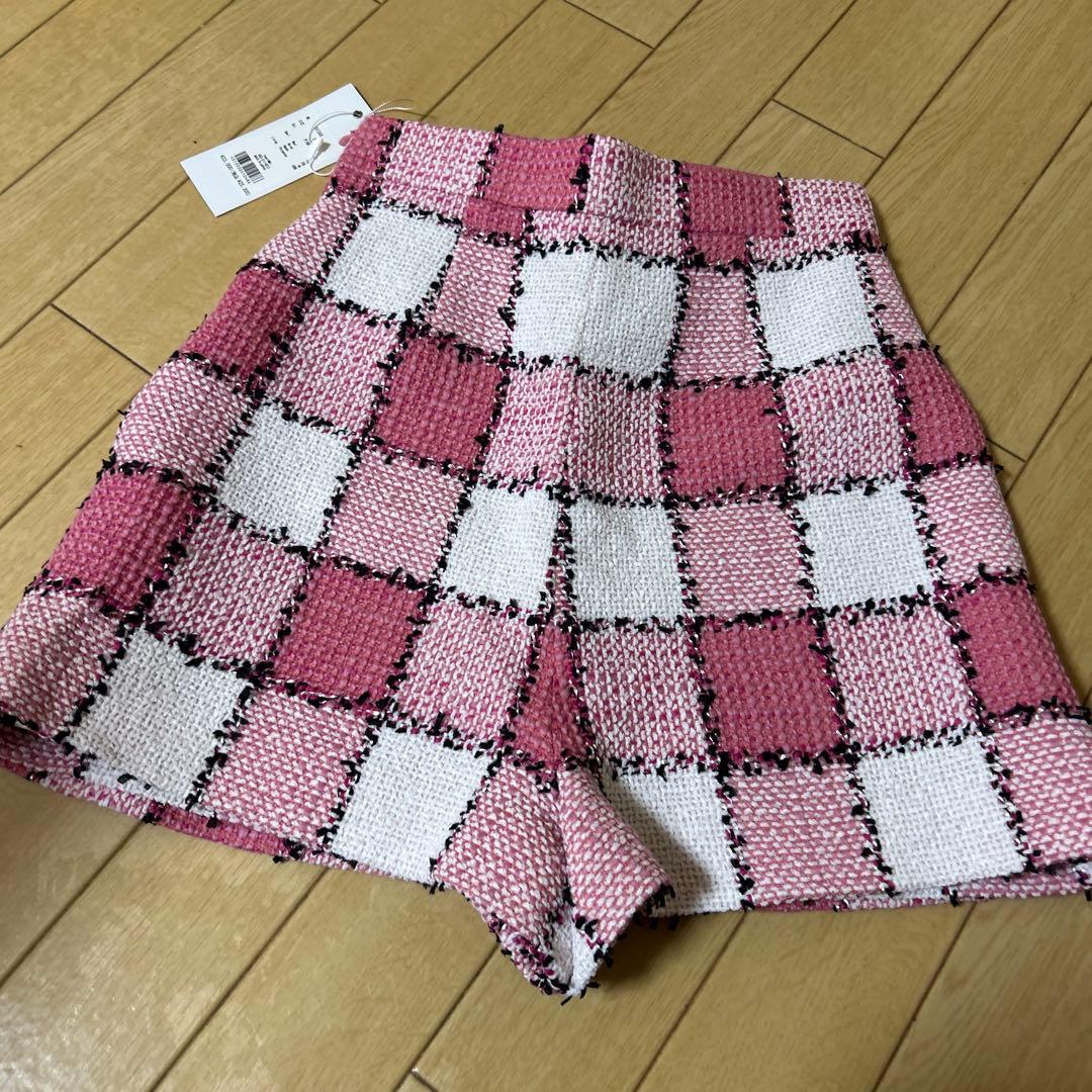 sheller シェリエ　ギンガムチェック　スコート　ピンク　ショートパンツ