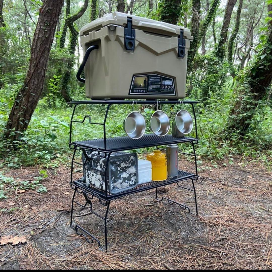 キャンピングムーン焚き火アイアンフィールドラックテーブル T-238-2T B品