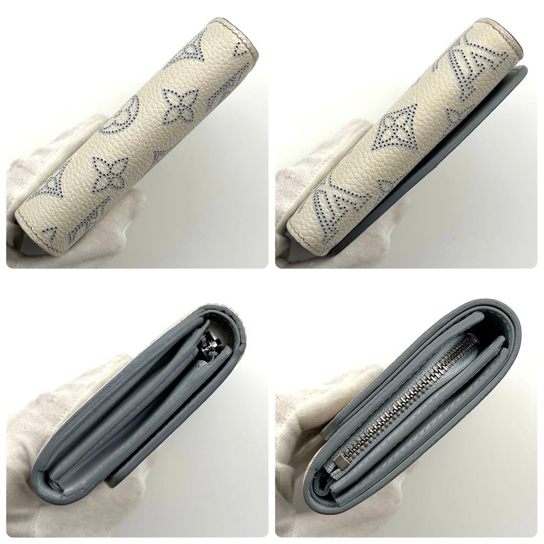 【限定/極美品】ルイヴィトン マヒナ イリス コンパクト ホワイト 二つ折り財布