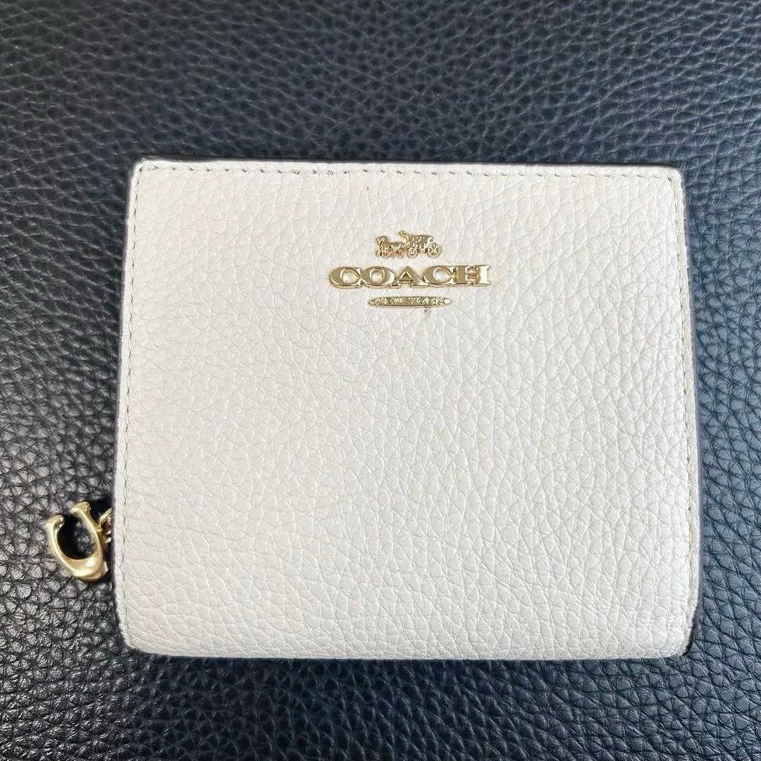 COACH コーチ ホワイト 二つ折り財布 レザー ゴールド 美品