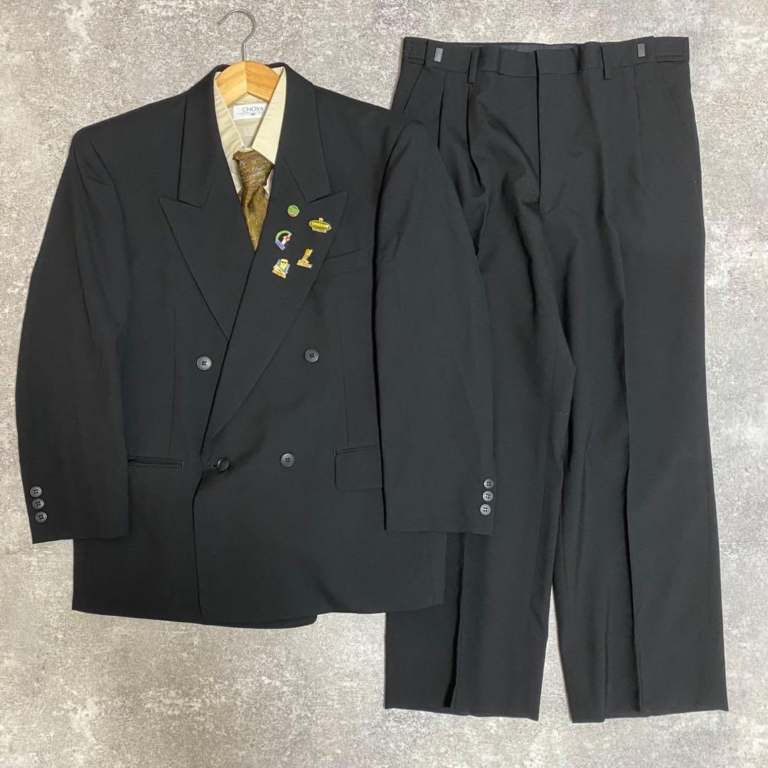【vintage】セットアップ ダブルスーツ 成人式 ピンズ　ネクタイ