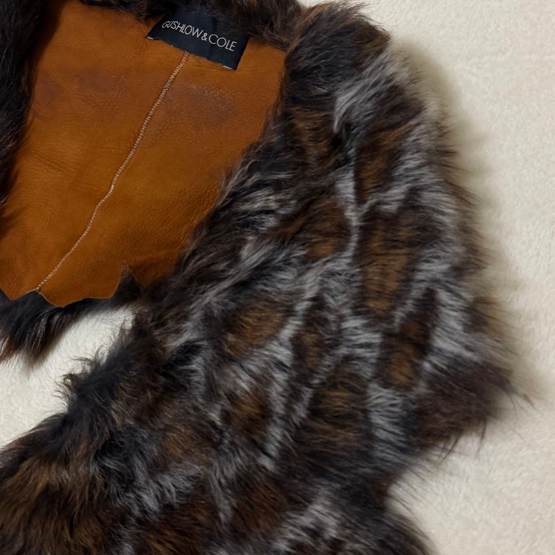 ガッシュロウアンドコール　リアルファー ヒョウ柄ショール 羊革　ストール