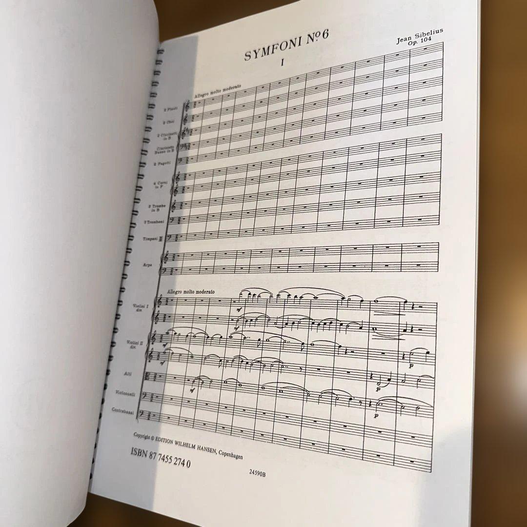 シベリウス 交響曲 第6番Op.104 ウィルヘルム・ハンセン 中型スコア