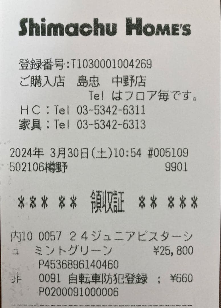 【中野限定】PISTACHE 女の子用自転車 24インチ