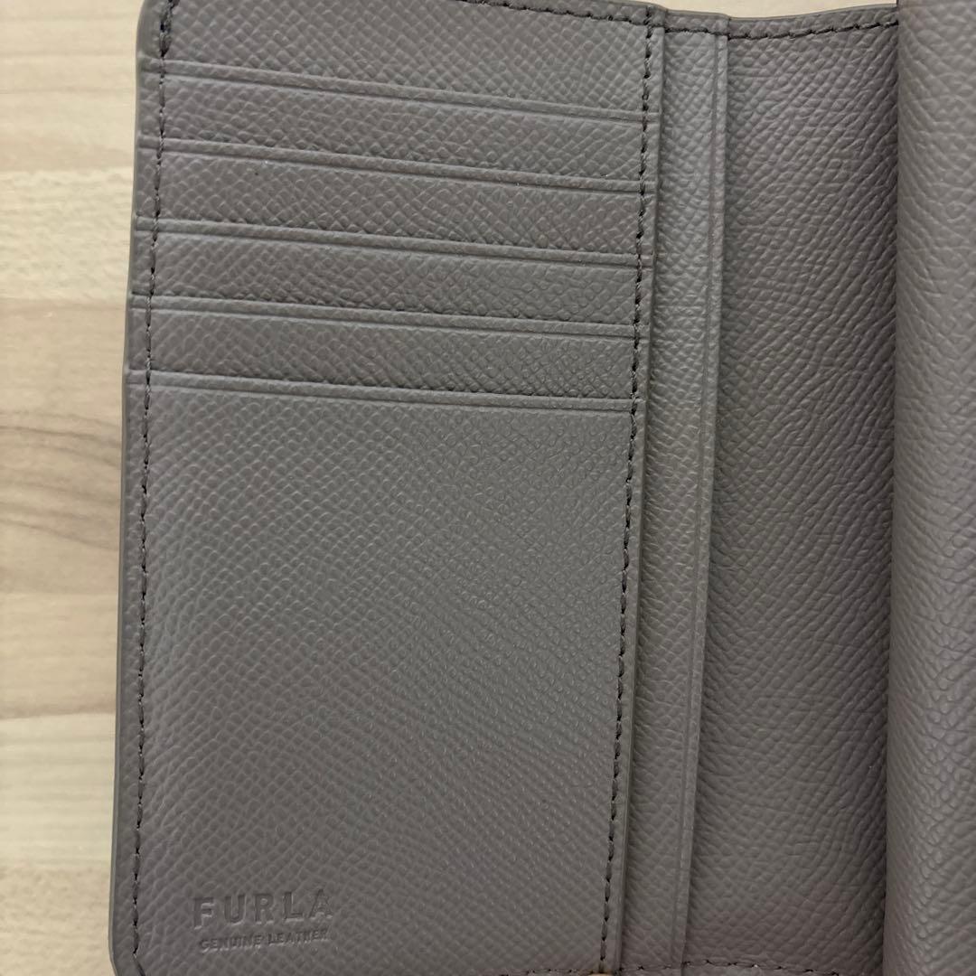 FURLA 二つ折り財布 グレー レザー