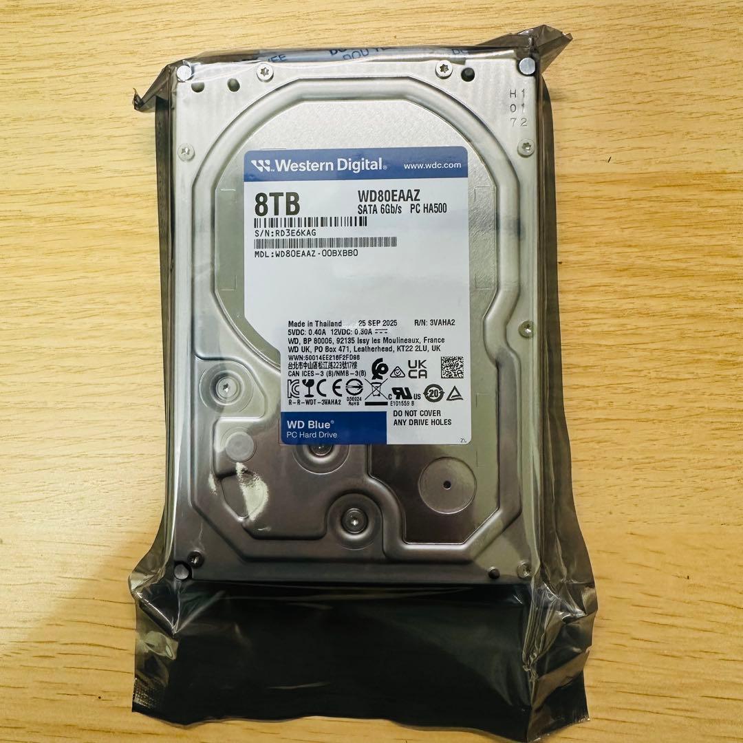 新品 WD Blue WD80EAAZ 8TB 3.5 SATA 6G　×2台
