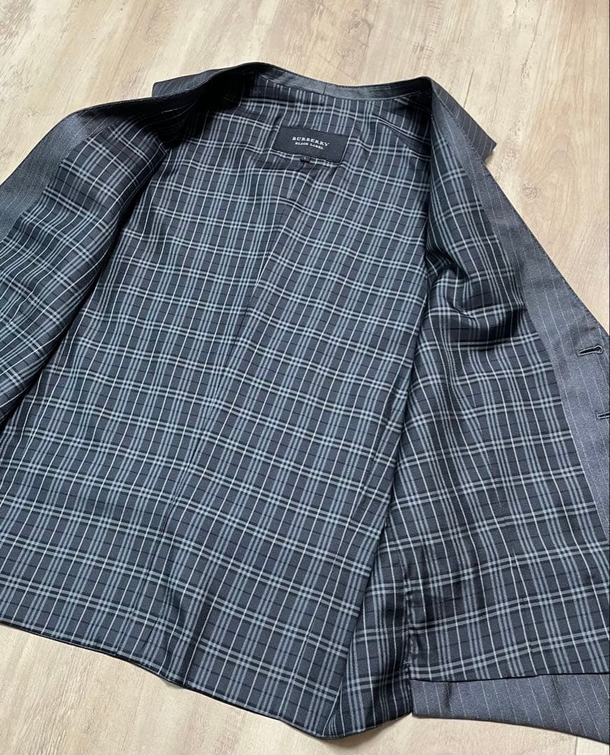 BURBERRY BLACK LABEL グレー　ストライプ　ジレ　ベスト