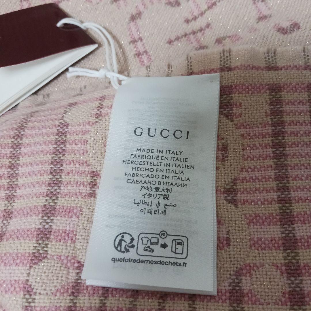 2941【新品未使用袋箱付】GUCCI高級ウールストール高級ジャガード桜ピンク