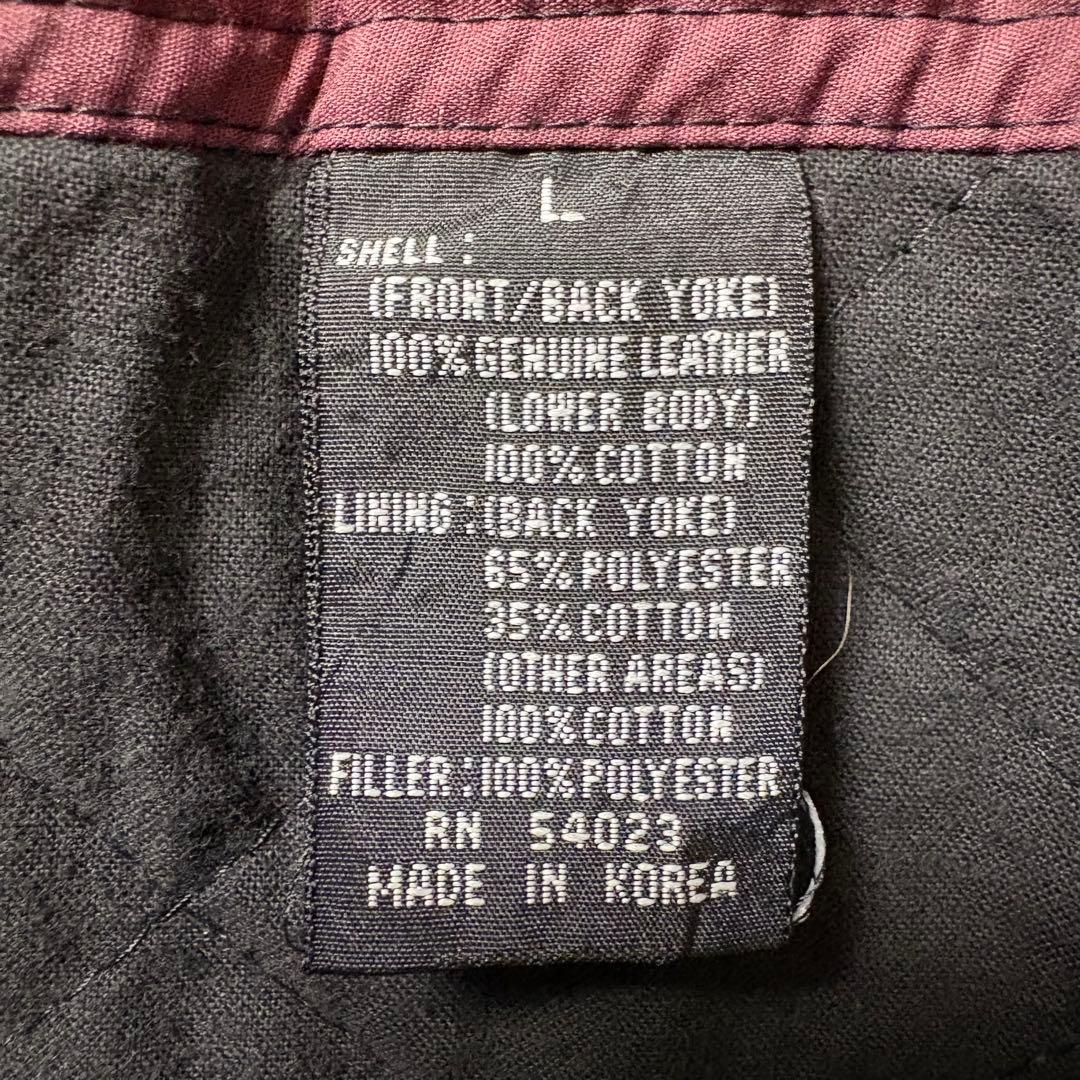 2点おまとめ メル82695 90s本革レザーベスト韓国製 赤総柄ライナー