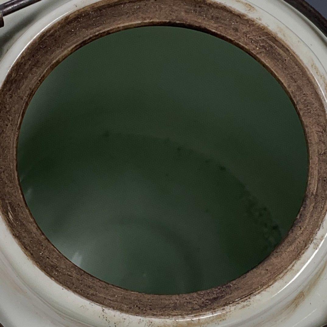 大清同治粉彩仙鶴図紋提梁壺 茶道具 工芸品 美術品 置物