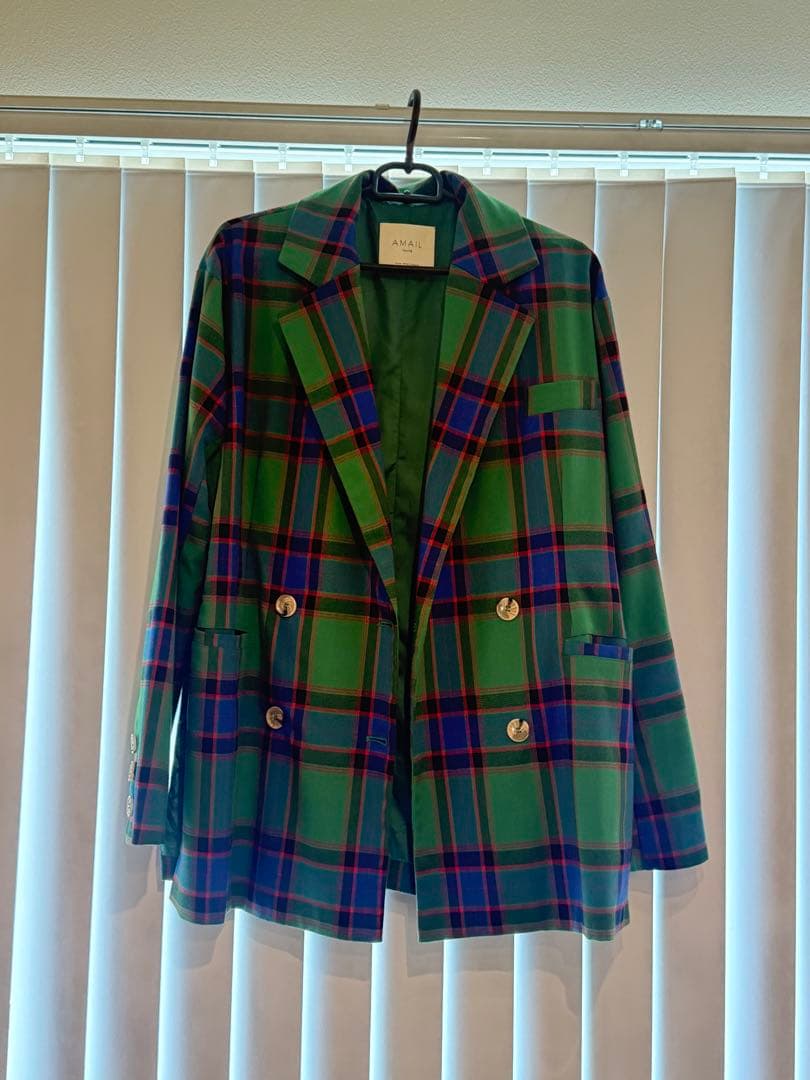 AMAIL チェック ジャケット オーバースリット フリーサイズ