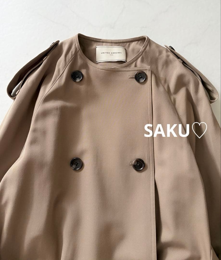 定価57200円 ユナイテッドアローズ ギャバ ノーカラー トレンチコート 36