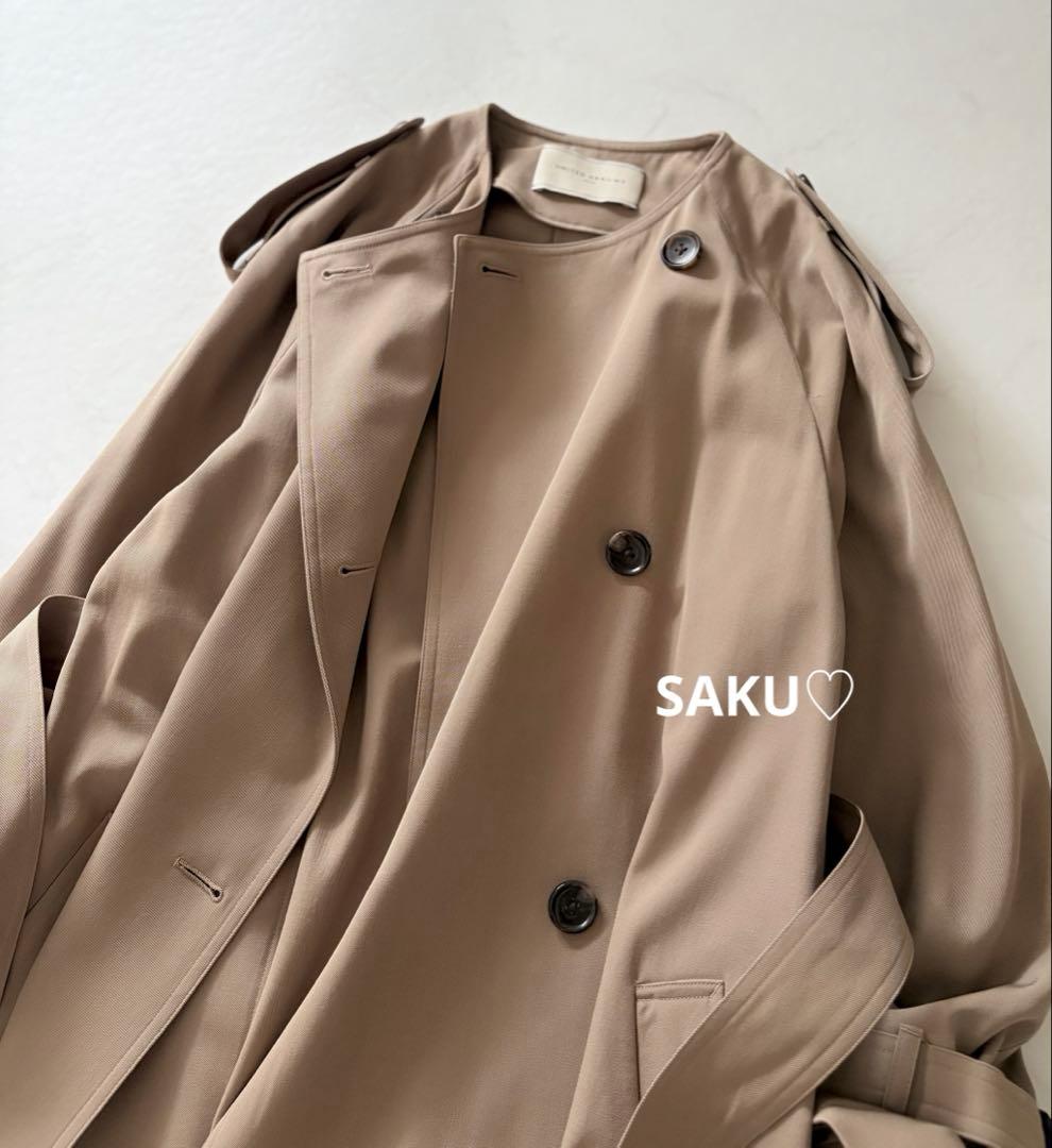 定価57200円 ユナイテッドアローズ ギャバ ノーカラー トレンチコート 36