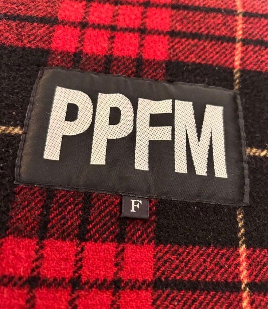 PPMF メンズダッフルコート ブラック 裏地チェック柄 ヴィンテージ