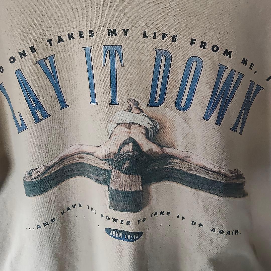 usa製 90s H.L.MILLER キリスト 宗教Tシャツ ベージュ　レア