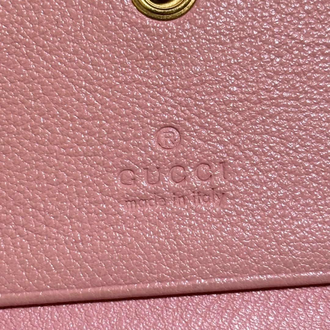 ✨現行 良品✨ GUCCI グッチ マーモント バンブー 三つ折り財布 ピンク