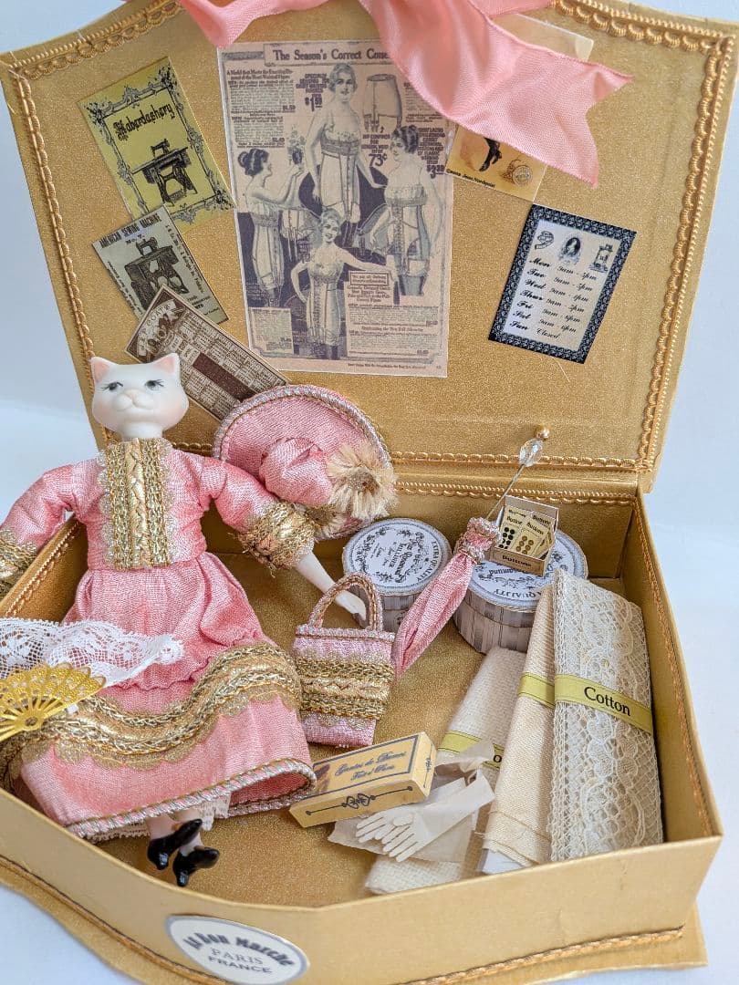 専用　　　ちびくま工房　ビクトリアン猫Noraのbox　アンティークレース