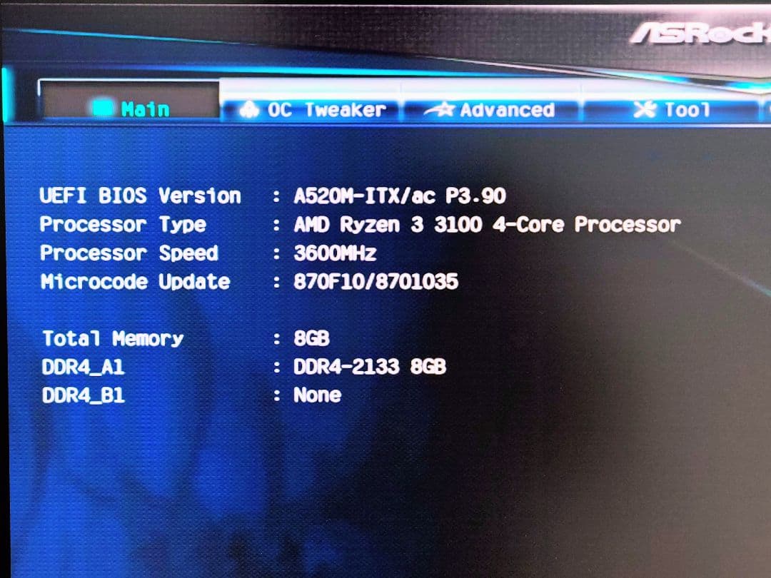 AMD Ryzen 3 3100 動作確認済み