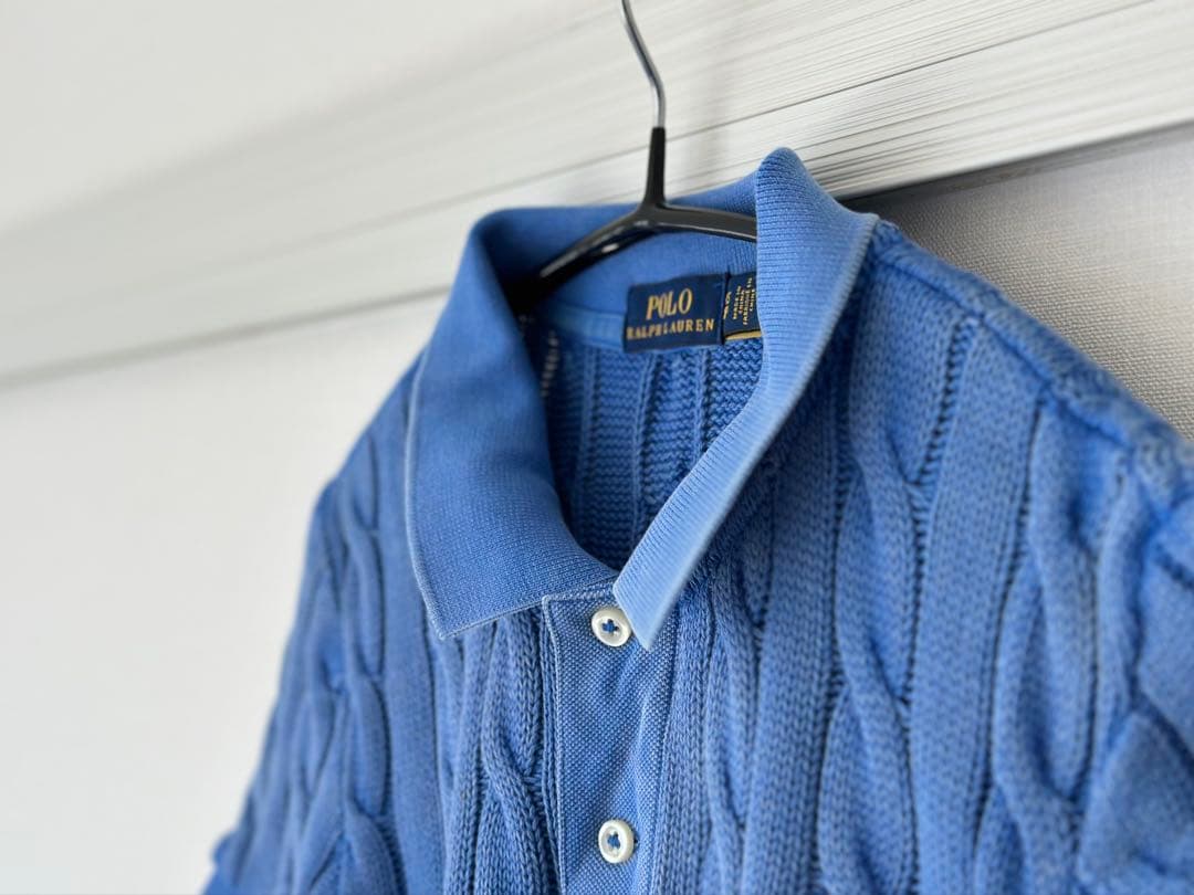Polo Ralph Lauren 半袖 ポロシャツ ケーブルニット ブルー
