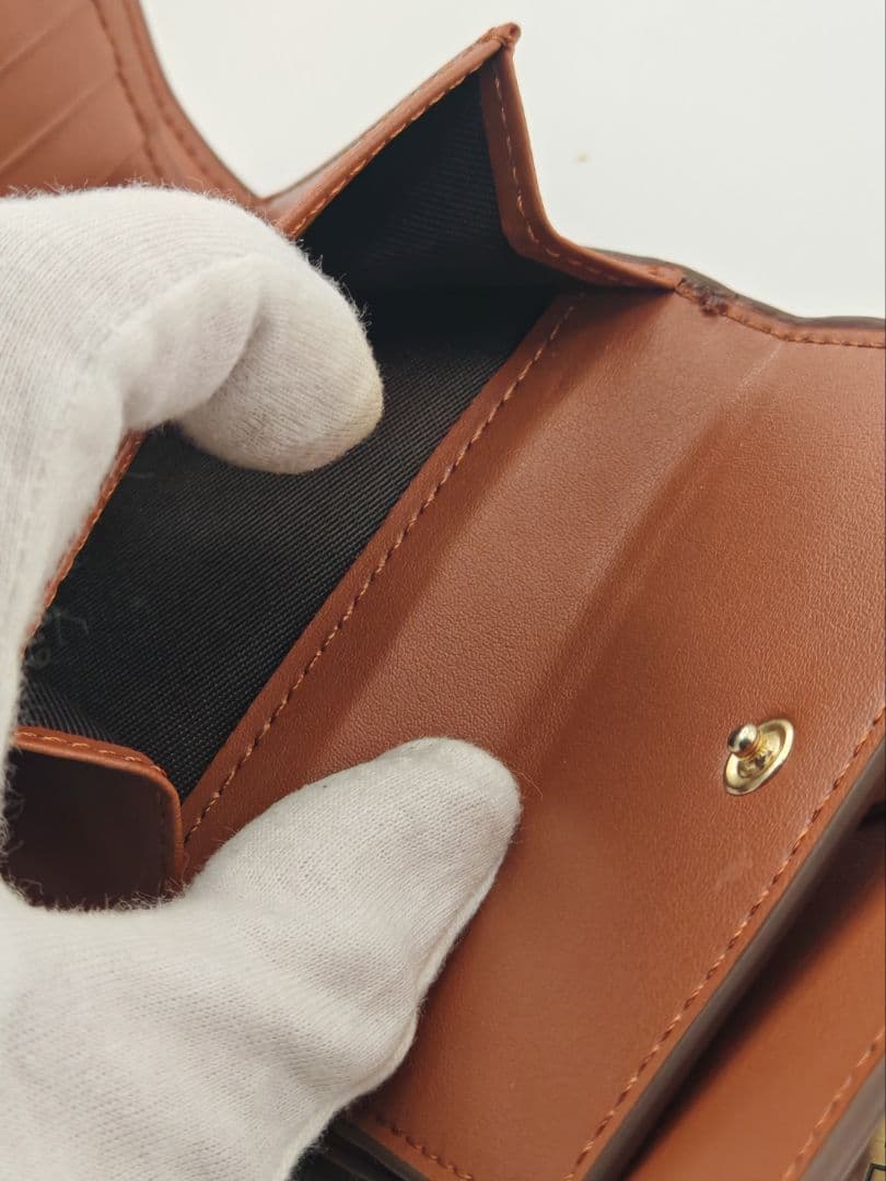CELINE 三つ折り財布 ブラウン トリオンフ金具　美品