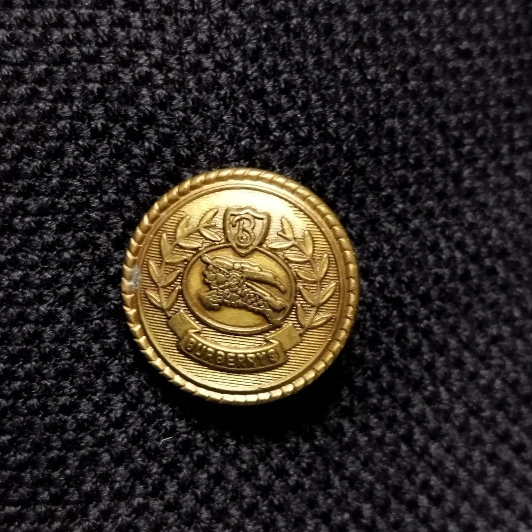 バーバリー 90sウール・カシミヤ 紺ブレダブル 金ボタン L 高級 日本製
