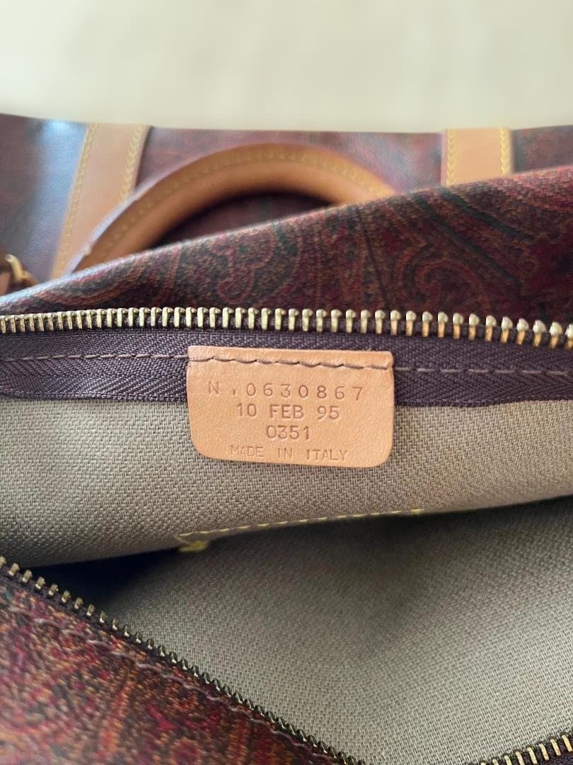ETRO(エトロ）ペイズリー柄　ブラウンレザーボストンバッグ　大容量