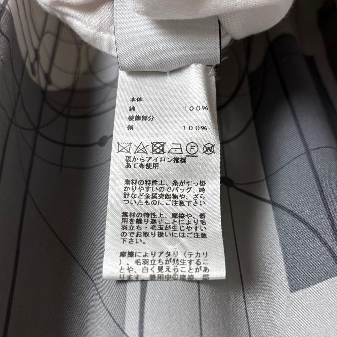 6261【美品】エルメス☆シルク切替Tシャツ スカーフドッキング ホワイト